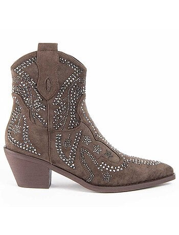 Bottine à Talon Matière Synthétique Et Textile Montevita