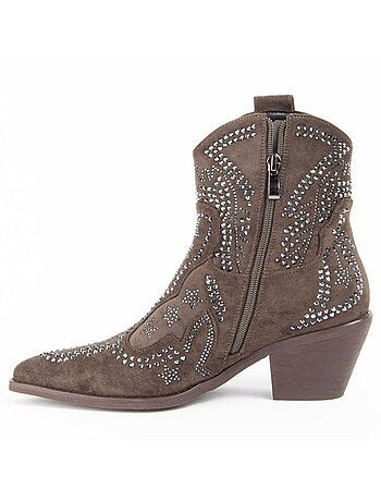 Bottine à Talon Matière Synthétique Et Textile Montevita