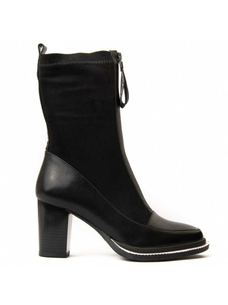 Bottine à Talon Matières Synthétiques Et Textile Montevita Noir - Kiabi