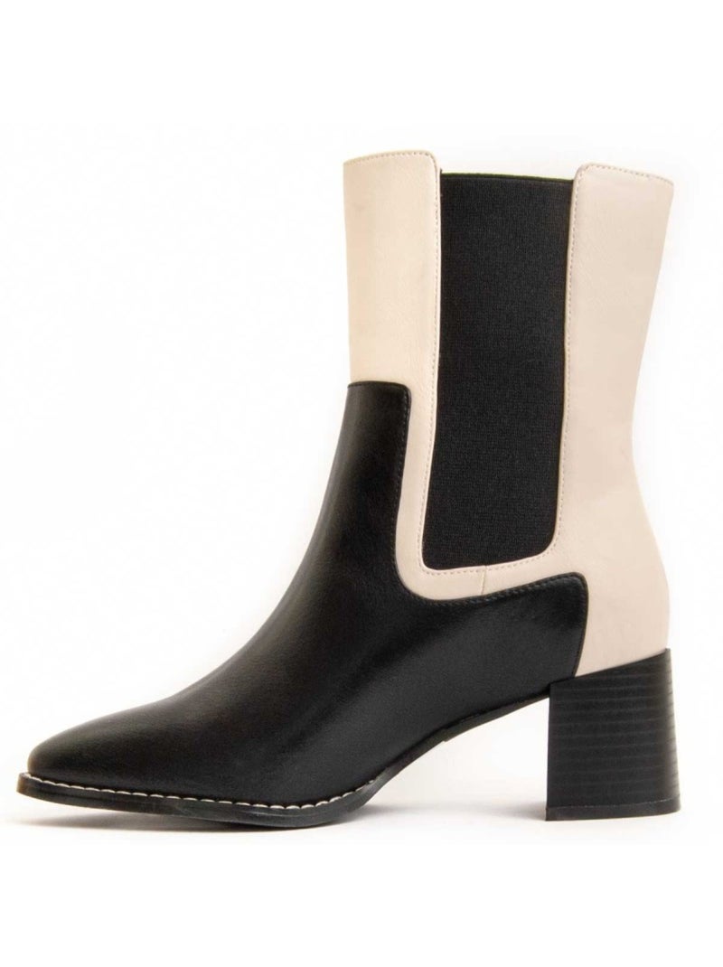 Bottine à Talon Matières Synthétiques Et Textile Montevita Noir - Kiabi