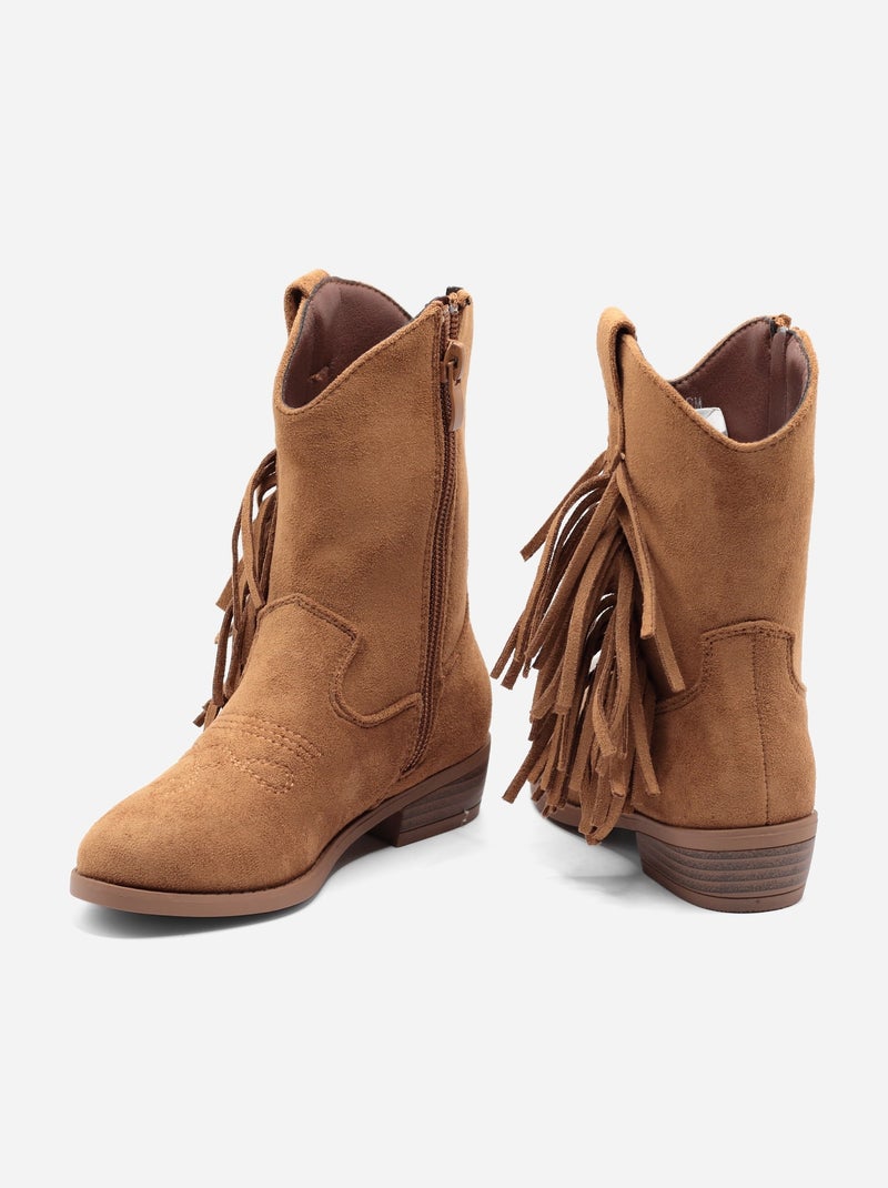 Bottines à franges Camel - Kiabi