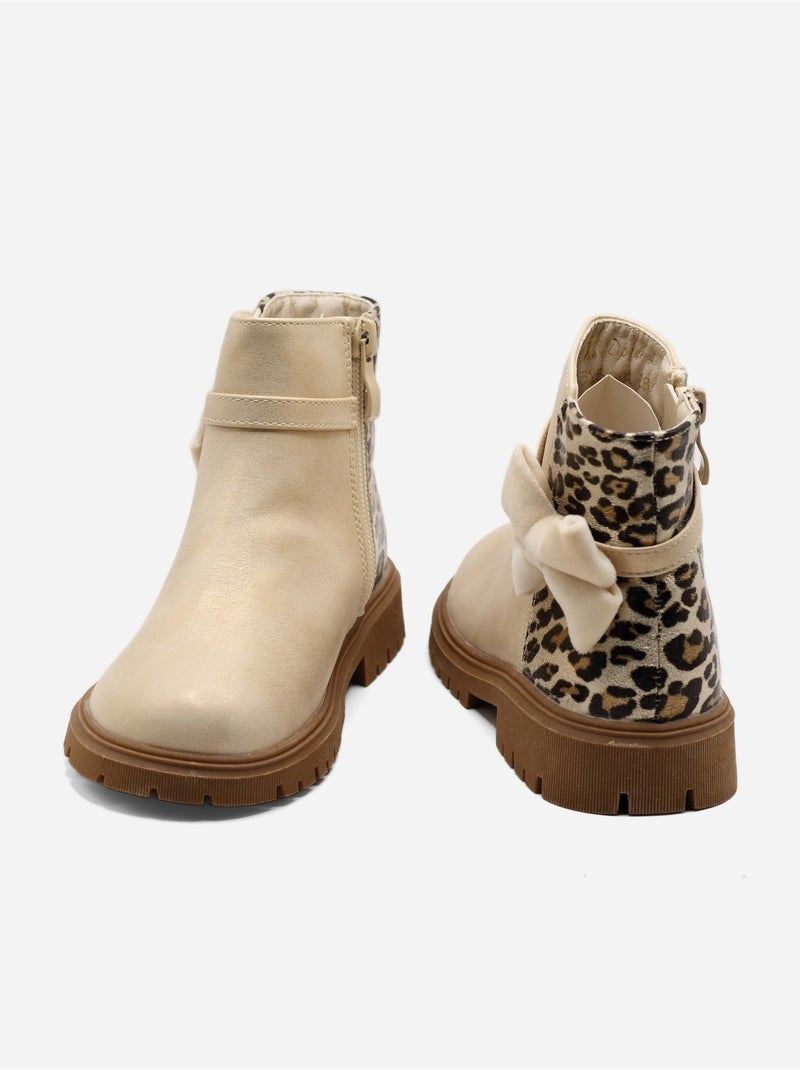 Bottines à imprimés Crème - Kiabi