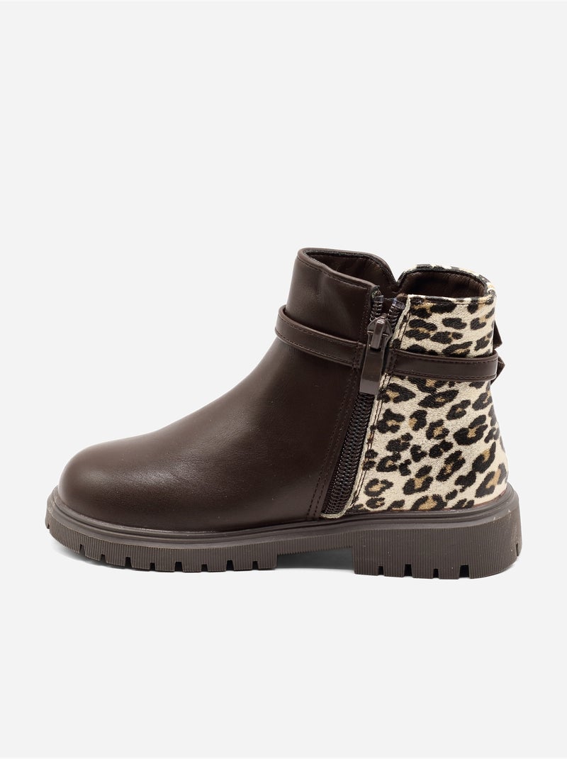 Bottines à imprimés Marron - Kiabi