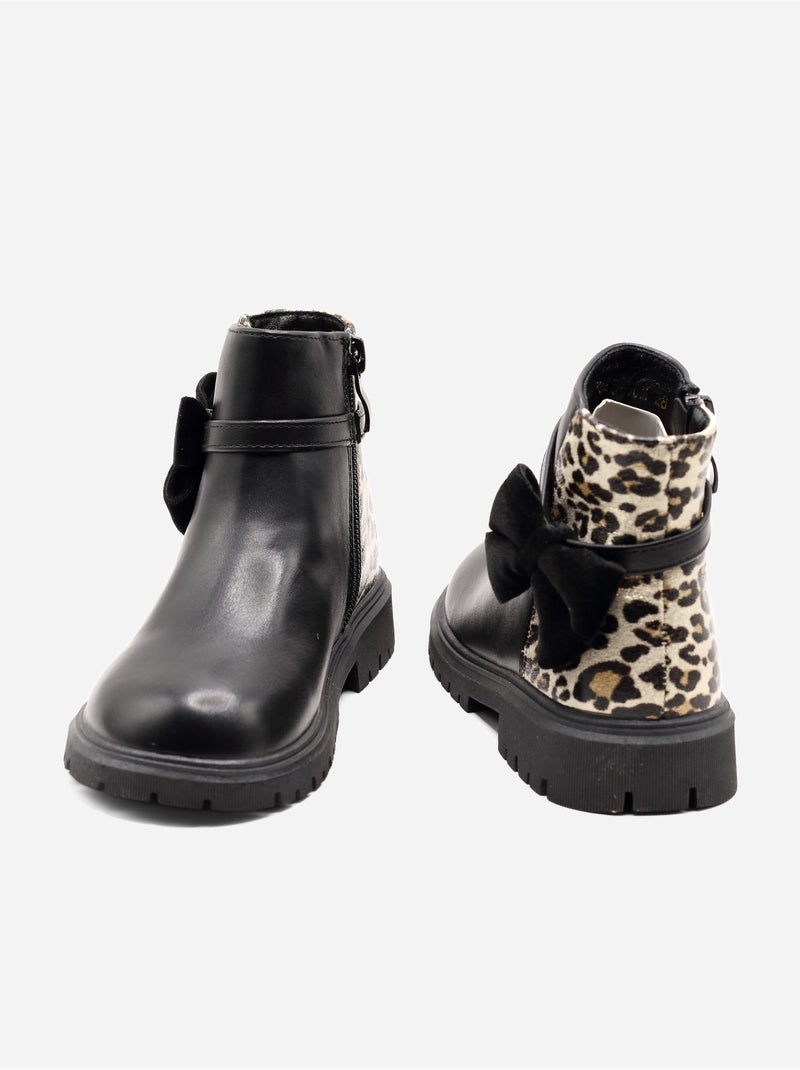 Bottines à imprimés Noir - Kiabi
