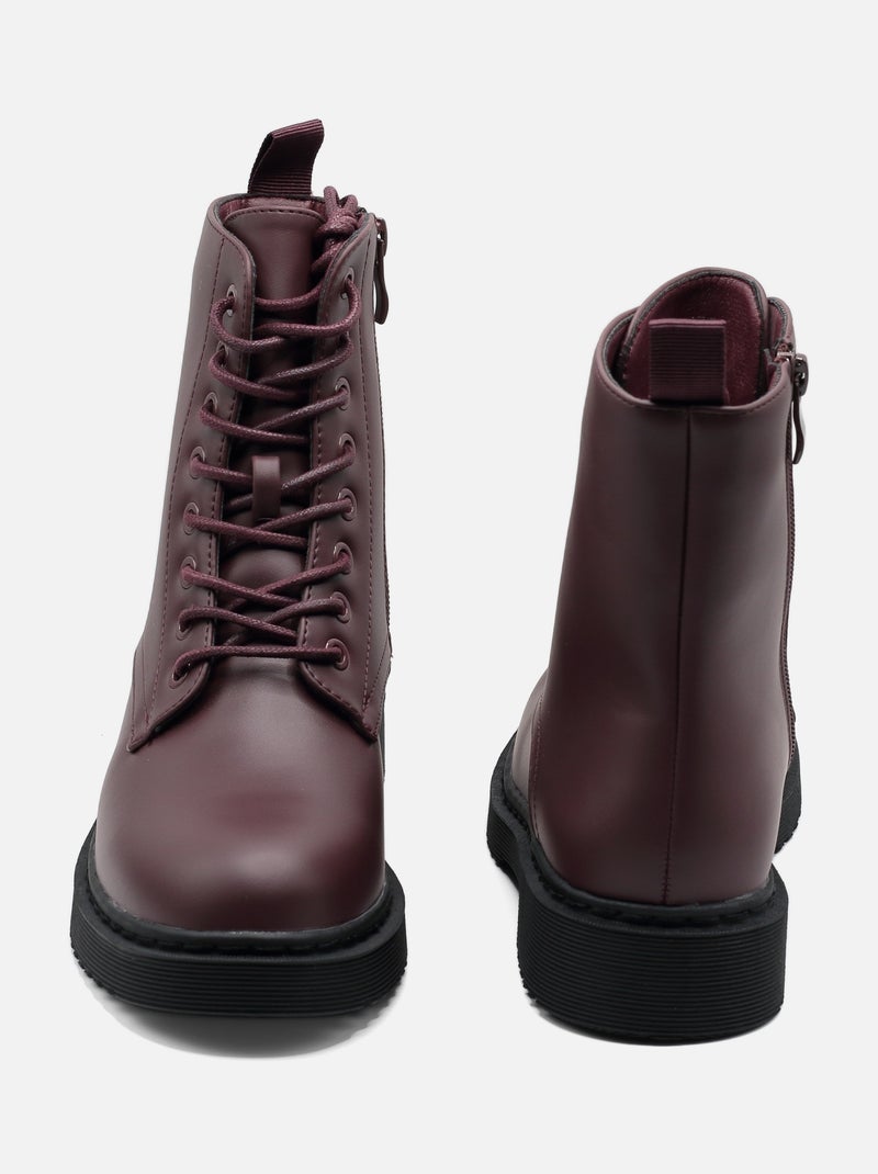 Bottines a lacets Bordeaux - Kiabi