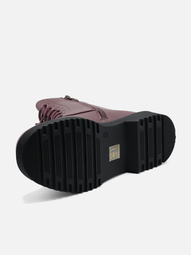 Bottines a lacets Bordeaux - Kiabi