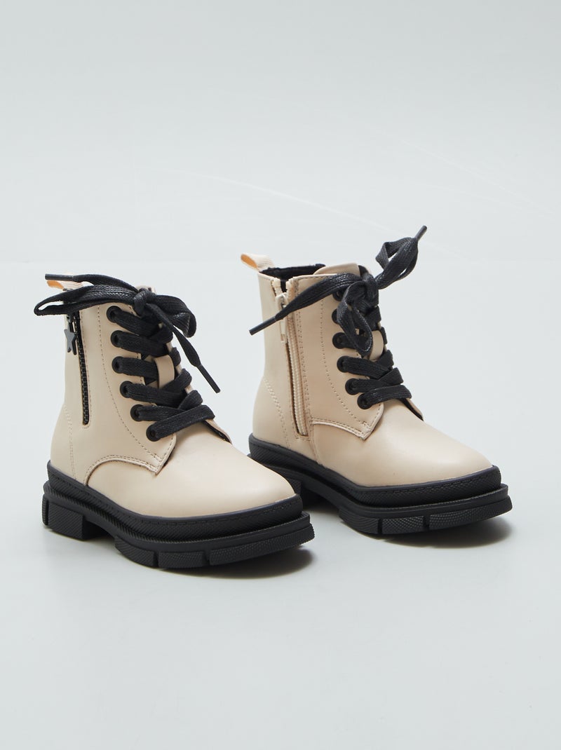 Bottines à lacets et fermeture Beige - Kiabi