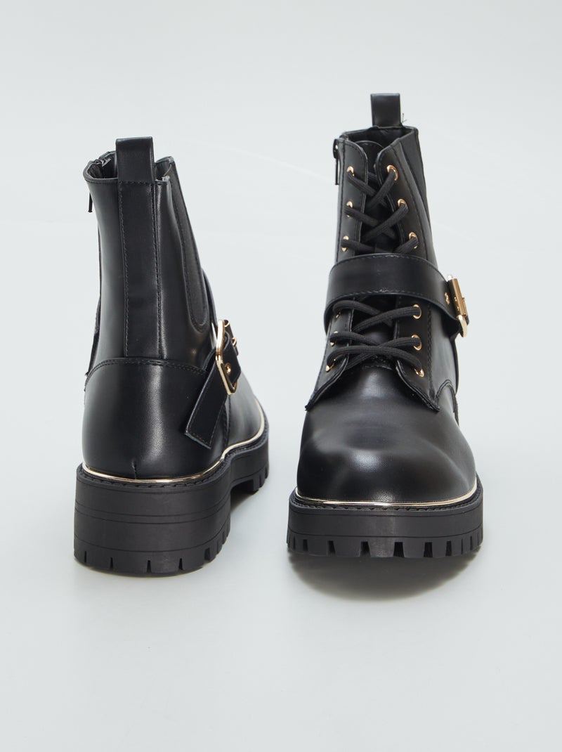 Bottines à lacets Noir - Kiabi