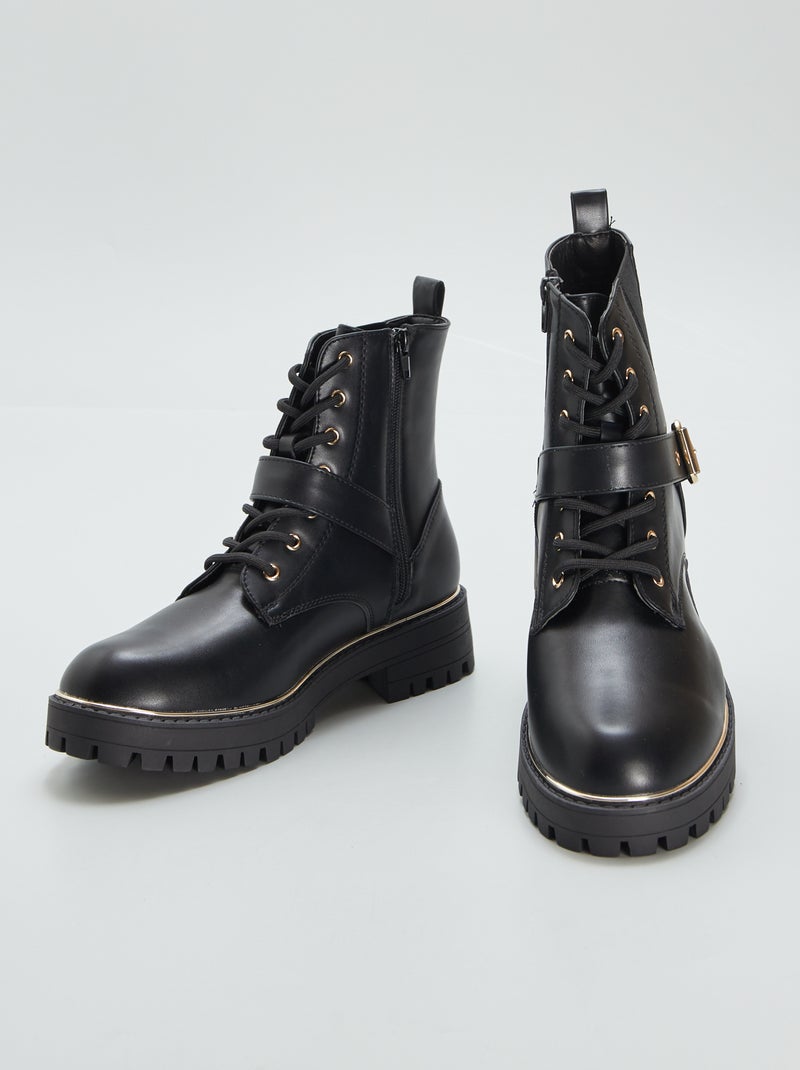 Bottines à lacets Noir - Kiabi