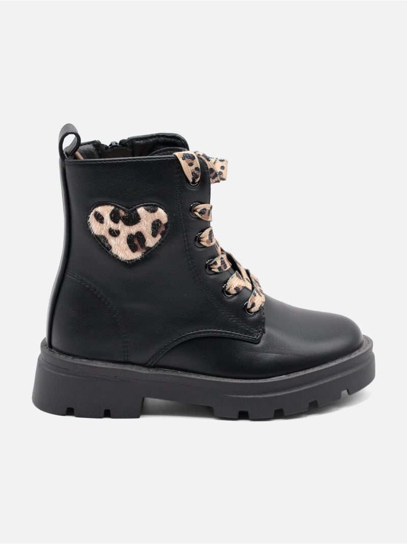 Bottines a lacets Noir mat - Kiabi