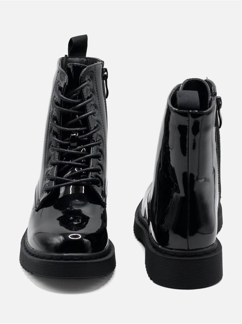 Bottines a lacets Noir Noir - Kiabi