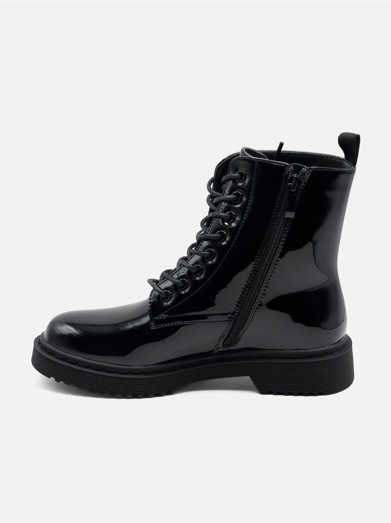 Bottines a lacets Noir Noir - Kiabi