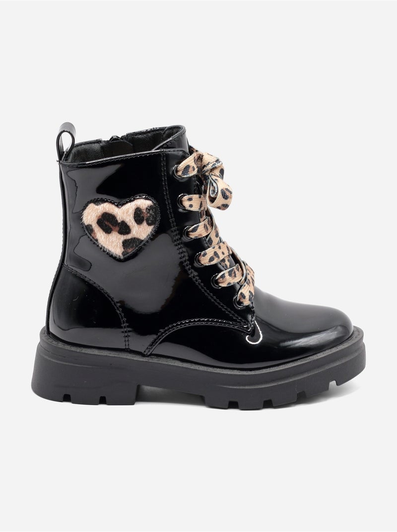 Bottines a lacets Noir Noir Noir - Kiabi