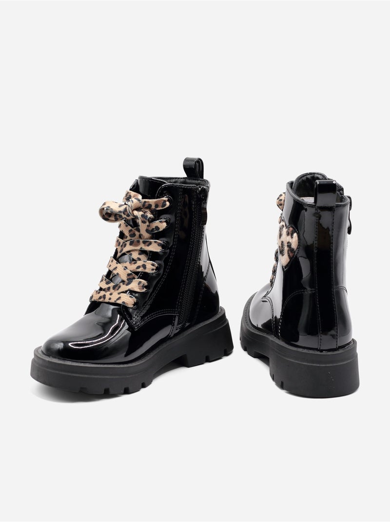 Bottines a lacets Noir Noir Noir - Kiabi