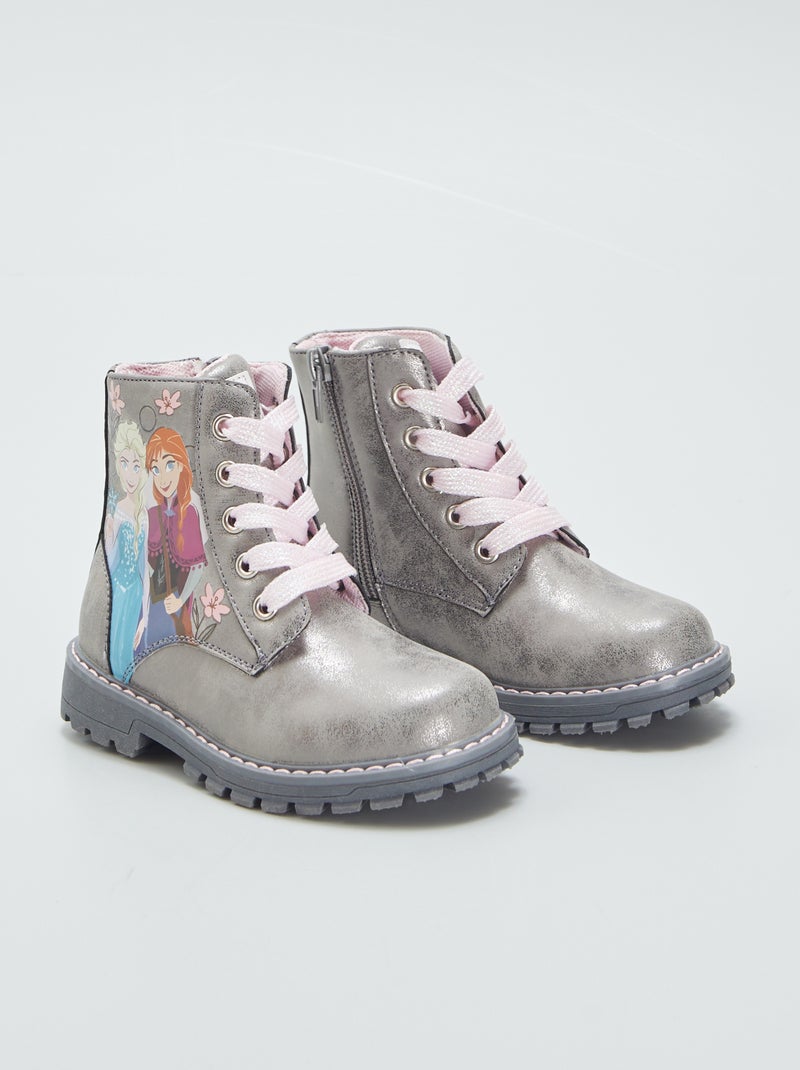 Bottines à lacets 'Reine des Neiges' Gris/rose - Kiabi