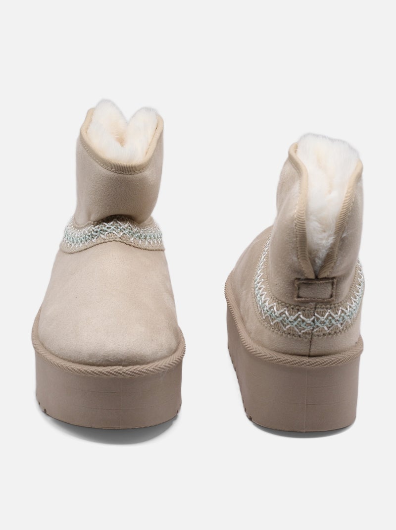 Bottines à plateforme Crème - Kiabi