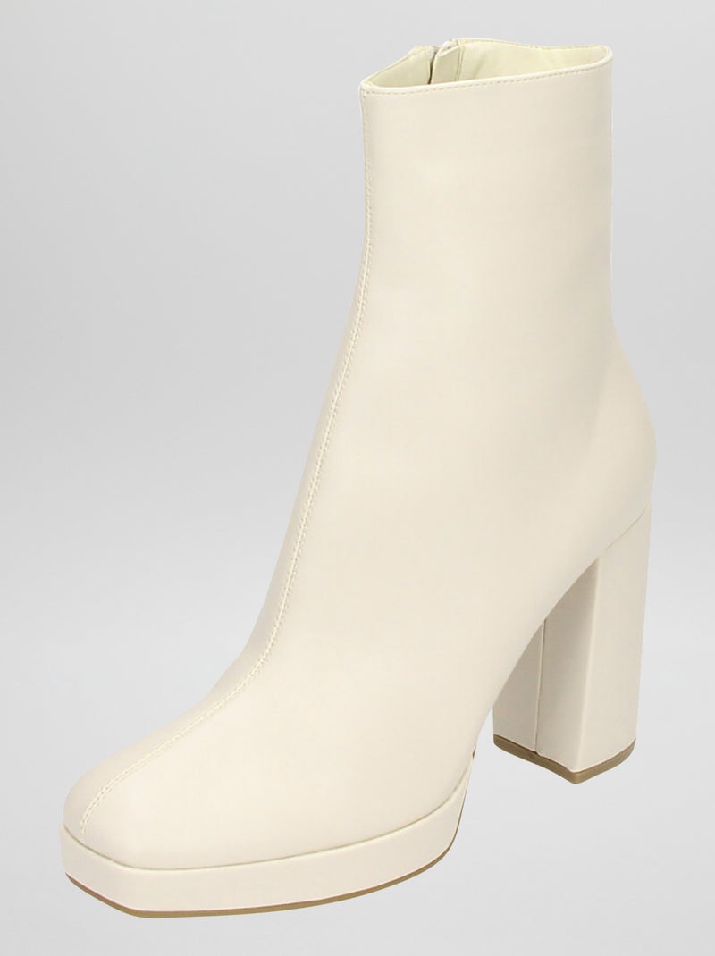 Bottines à plateforme Ecru - Kiabi