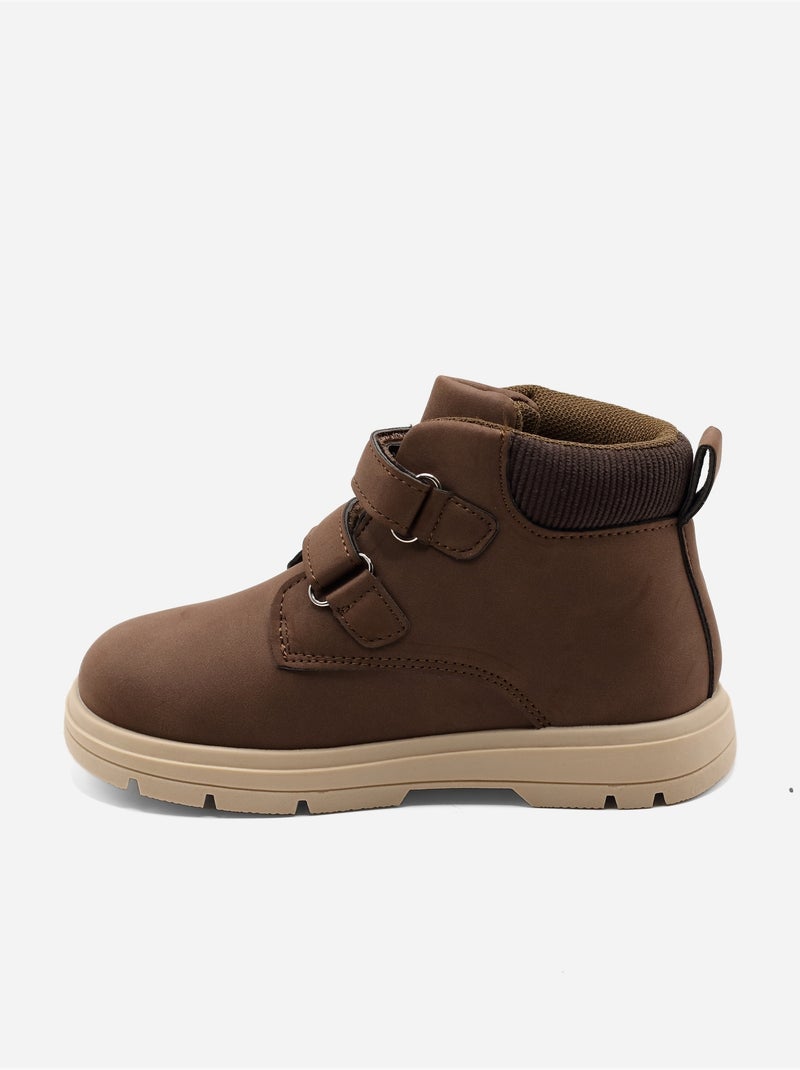 Bottines à scratchs Marron - Kiabi