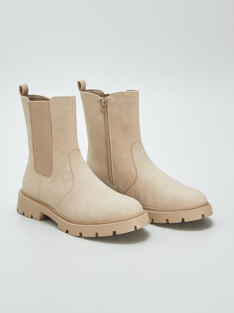 Bottines à semelle épaisse beige - Kiabi