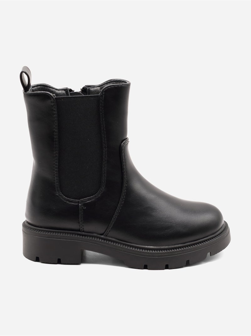 Bottines à semelles crantées Noir - Kiabi