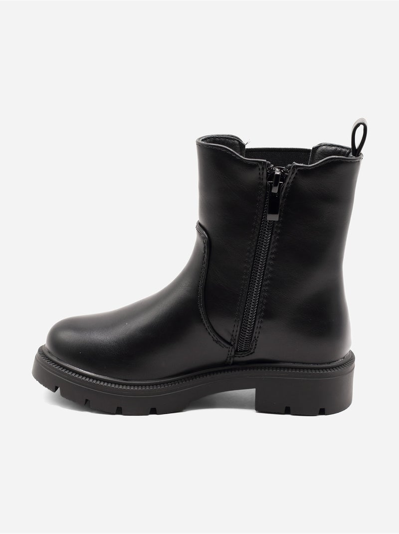 Bottines à semelles crantées Noir - Kiabi
