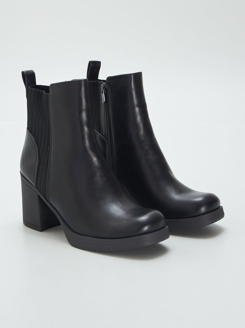 Bottines à talon Noir - Kiabi