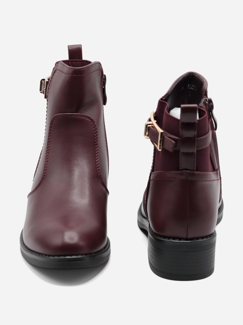Bottines à zip Bordeaux - Kiabi