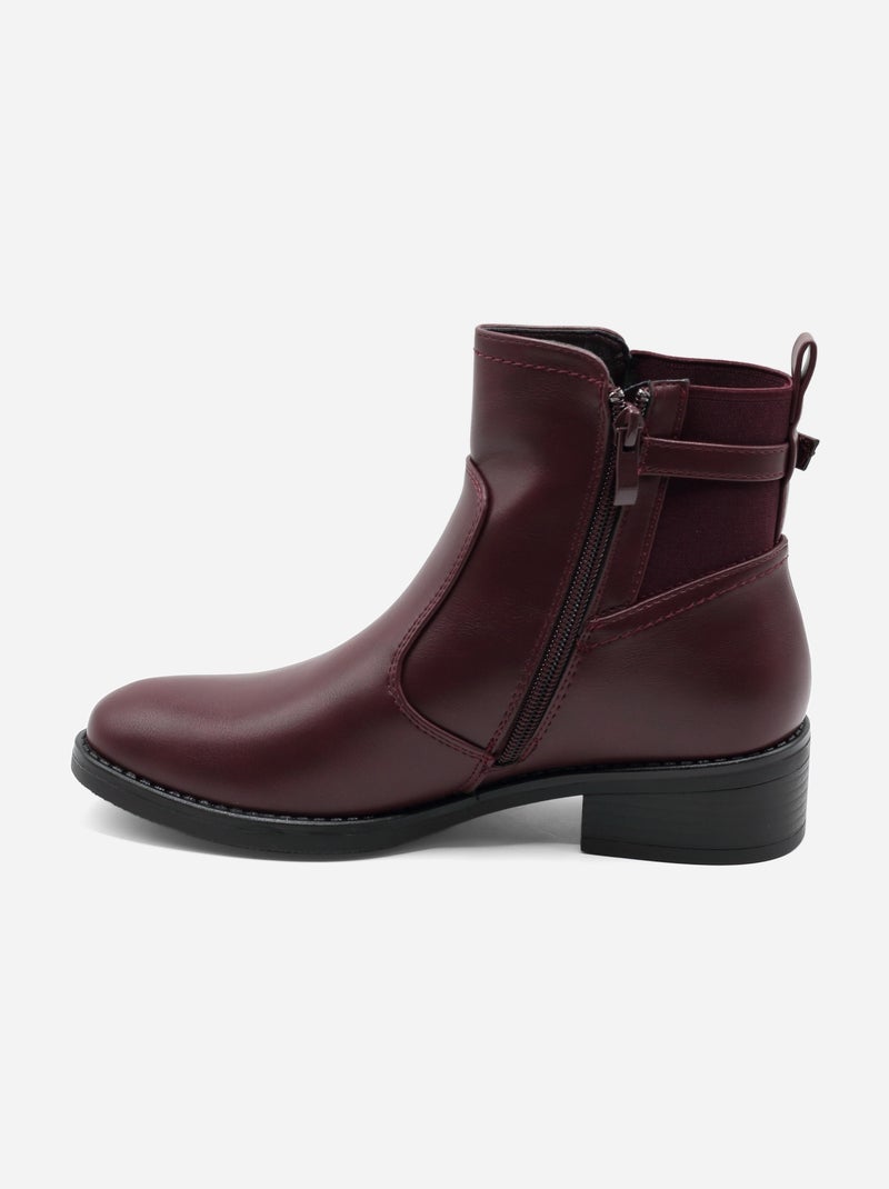 Bottines à zip Bordeaux - Kiabi