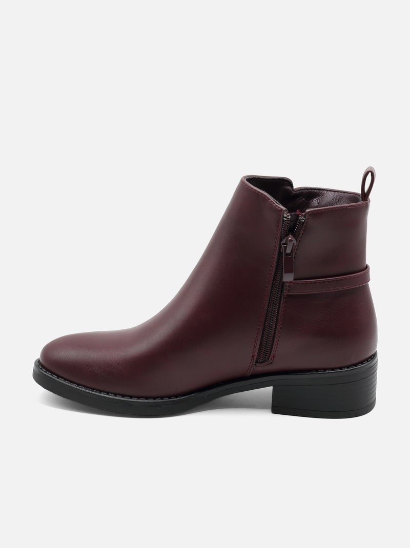 Bottines à zip Bordeaux - Kiabi