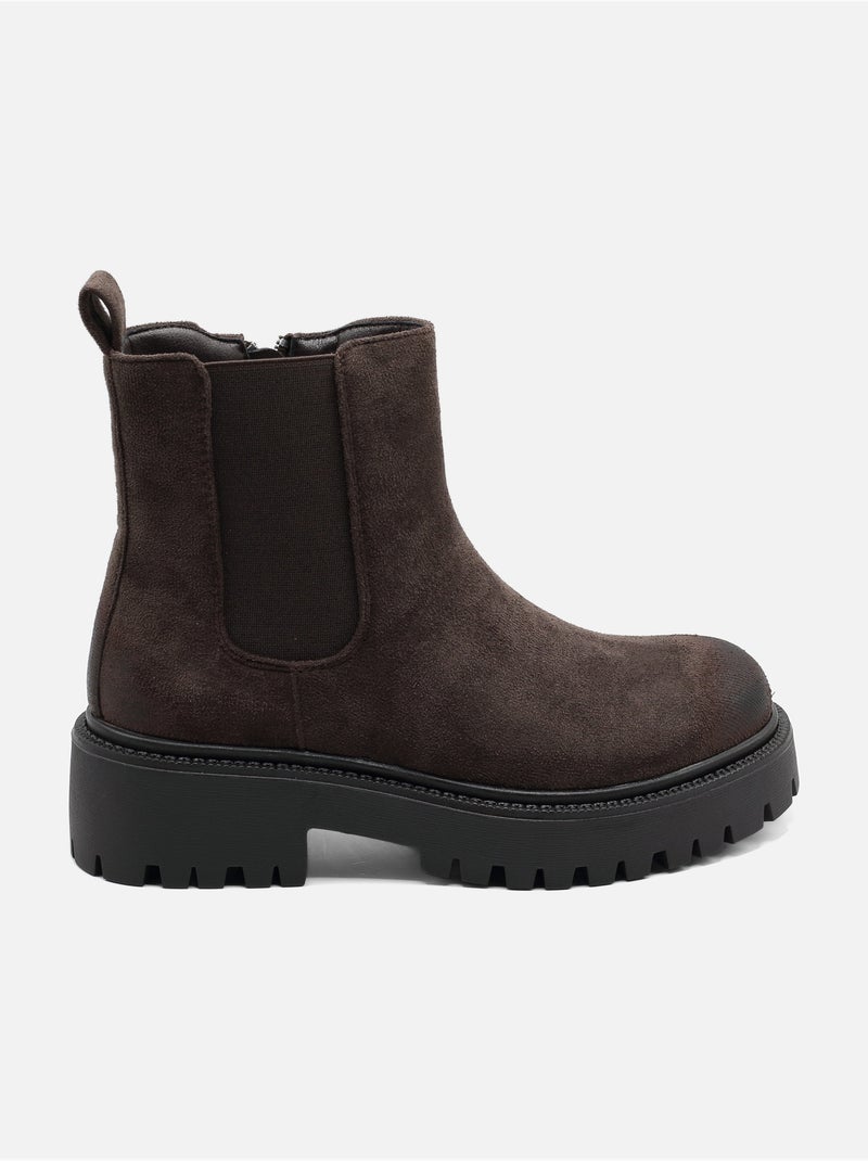 Bottines à zip Marron - Kiabi