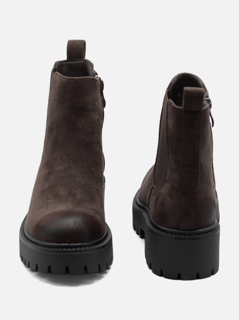Bottines à zip Marron - Kiabi