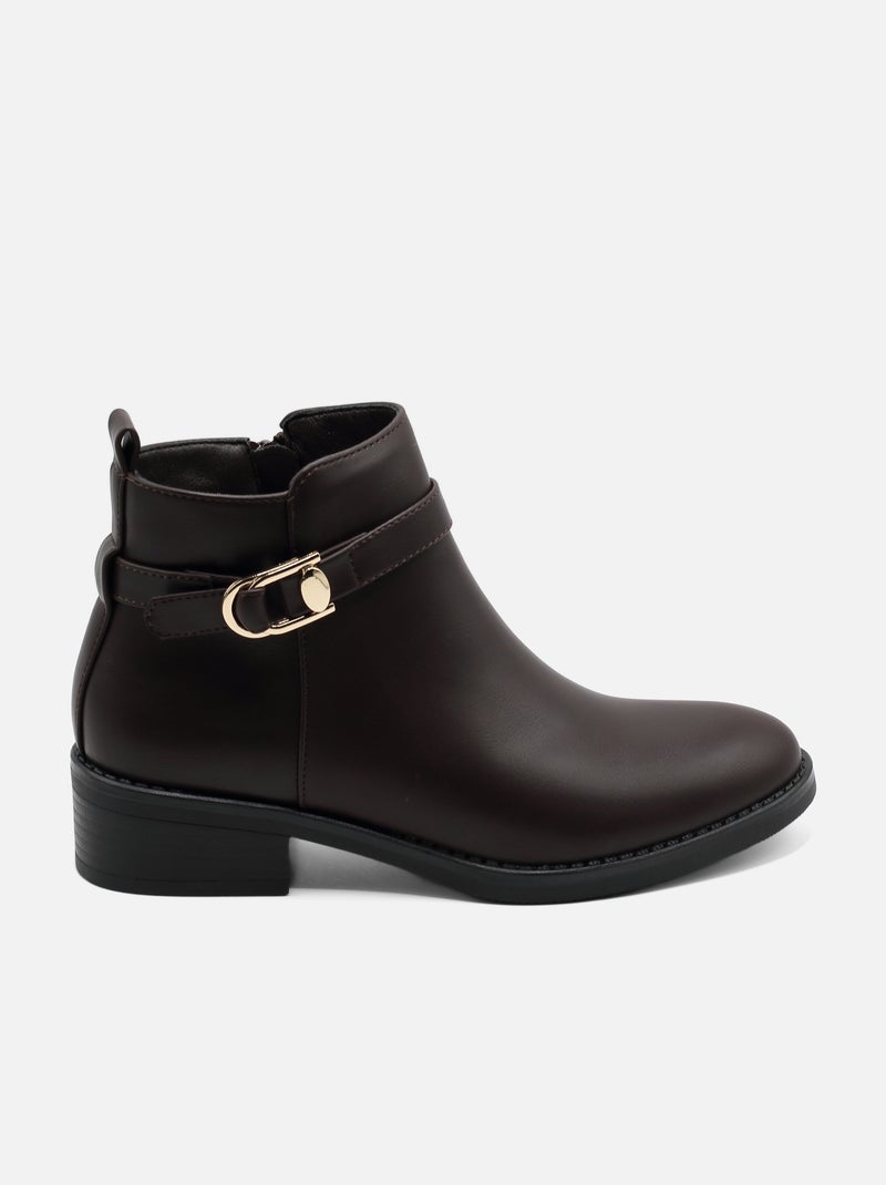 Bottines à zip Marron - Kiabi