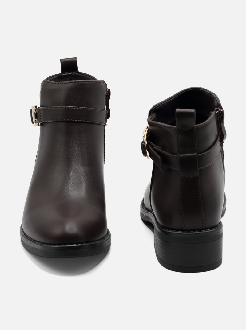 Bottines à zip Marron - Kiabi