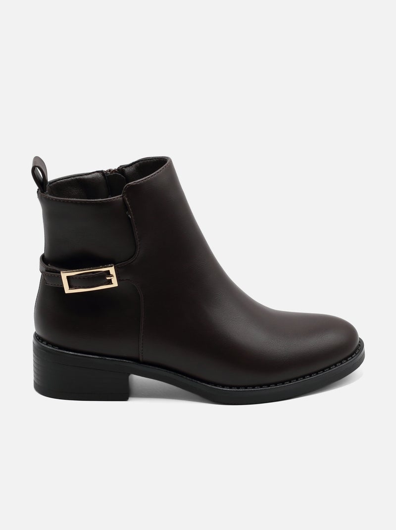 Bottines à zip Marron - Kiabi