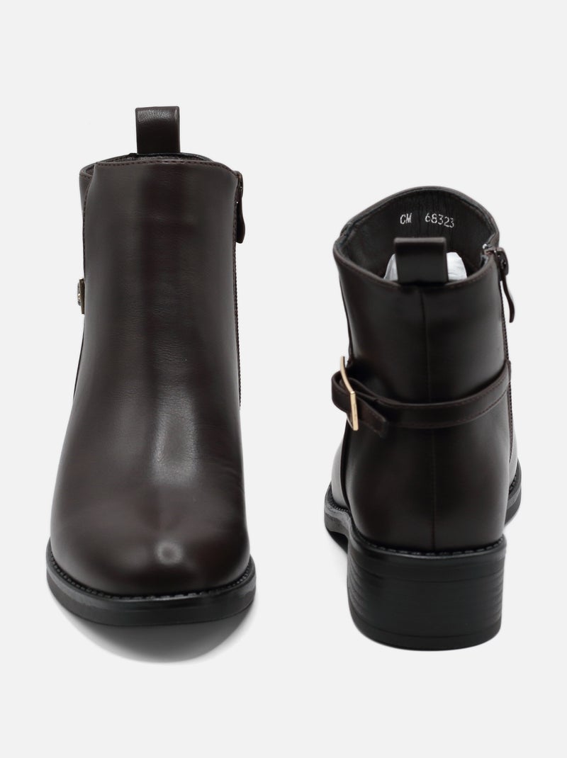 Bottines à zip Marron - Kiabi