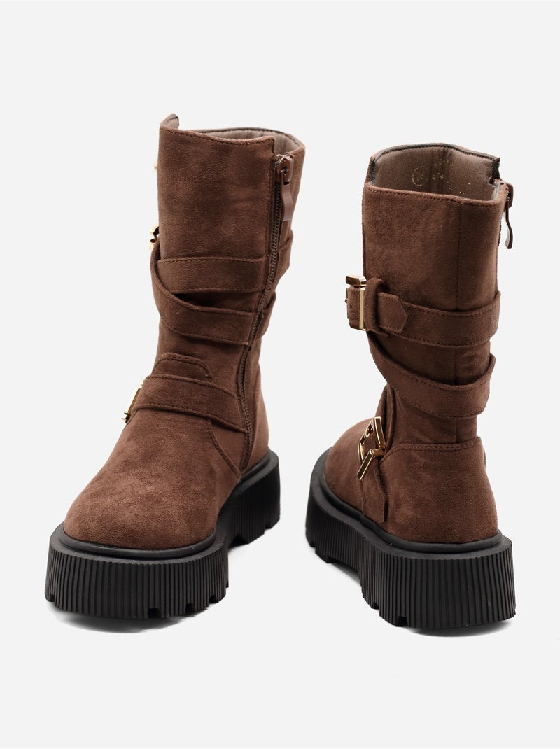 Bottines à zip Marron - Kiabi