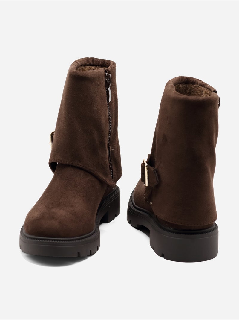 Bottines à zip Marron - Kiabi