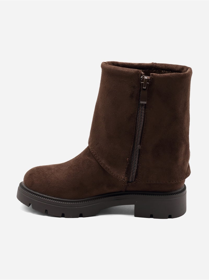 Bottines à zip Marron - Kiabi
