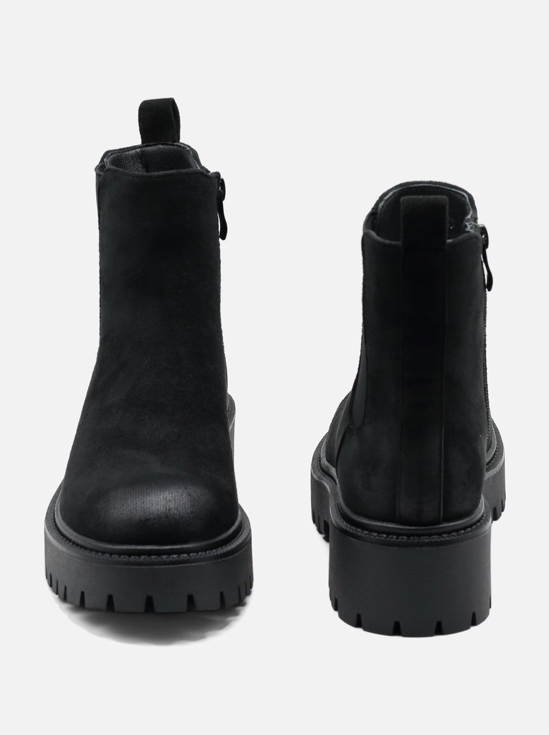 Bottines à zip Noir - Kiabi