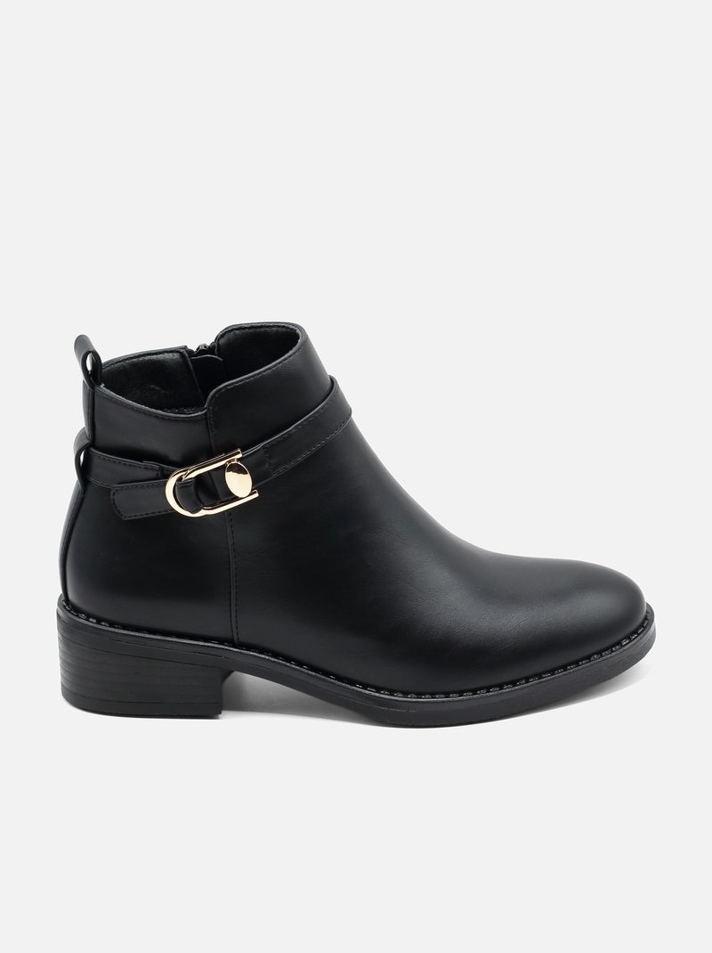Bottines à zip Noir - Kiabi
