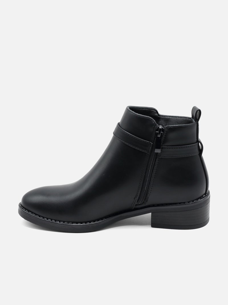Bottines à zip Noir - Kiabi