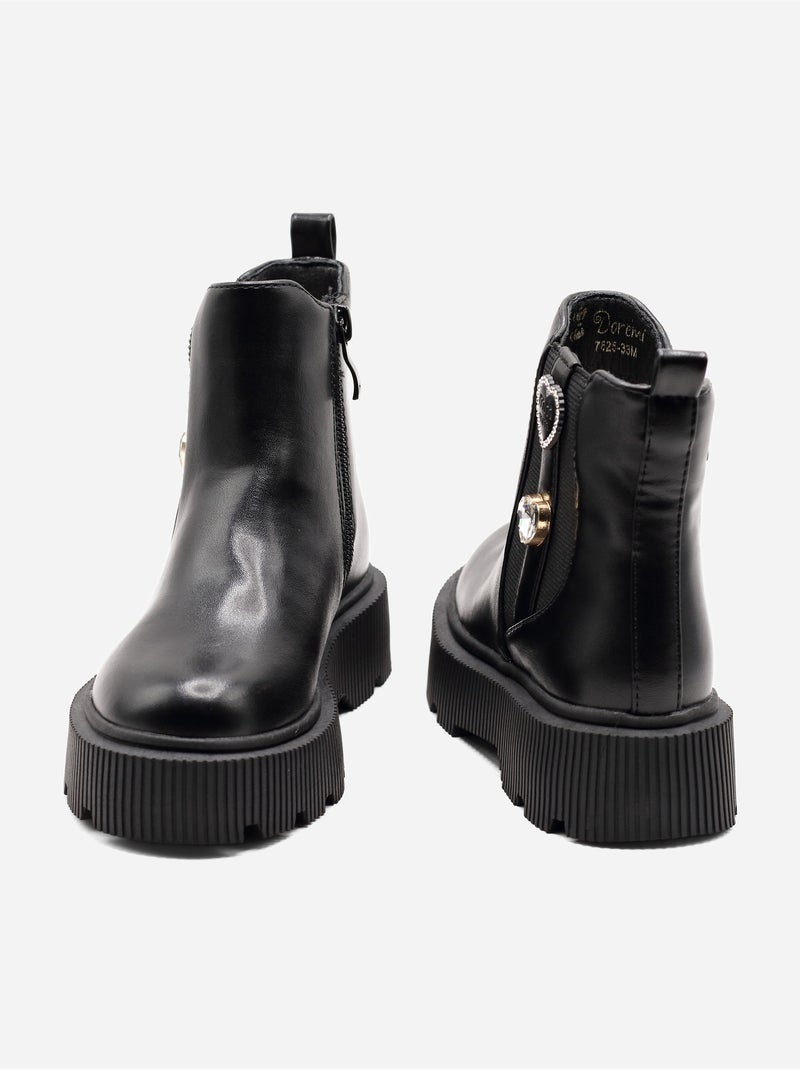 Bottines à zip Noir - Kiabi