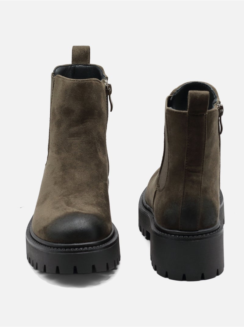 Bottines à zip Vert - Kiabi