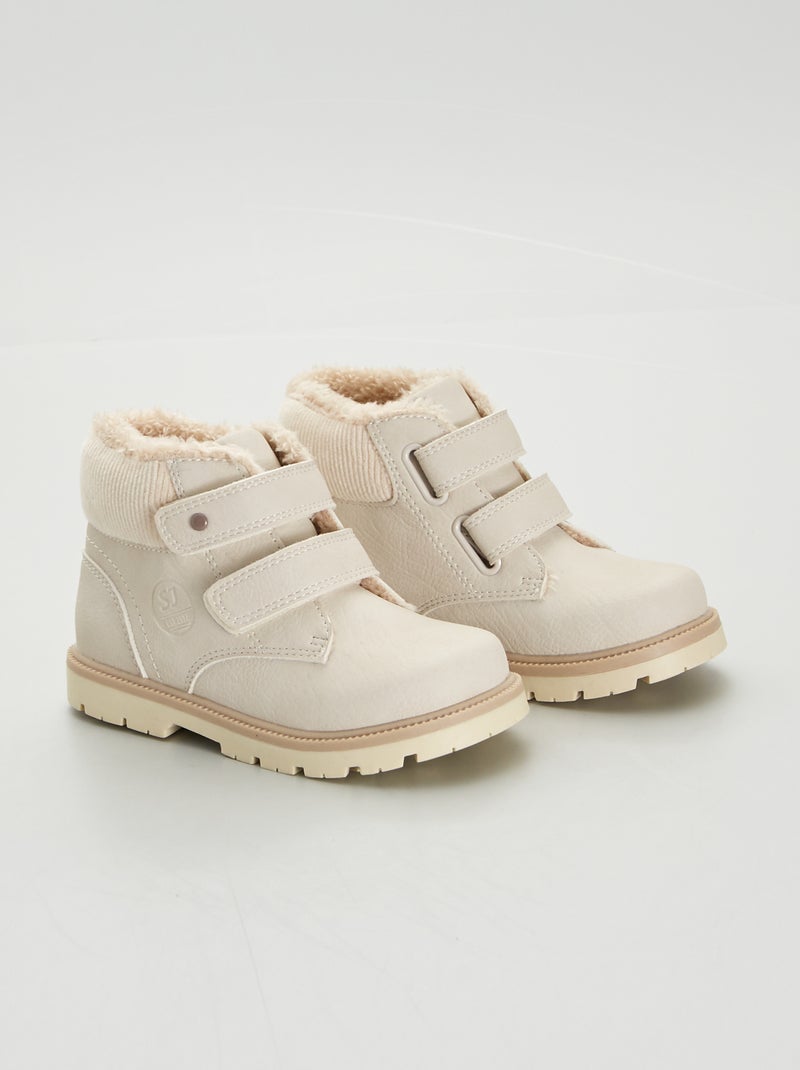Bottines avec double scratchs Beige - Kiabi