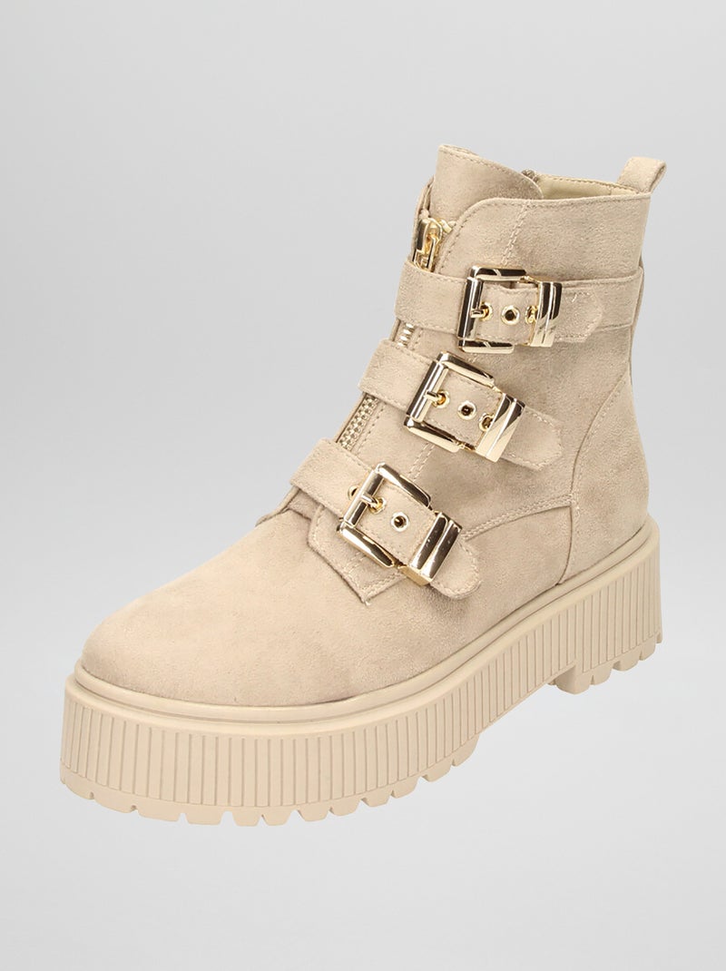 Bottines avec semelles épaisses Beige - Kiabi