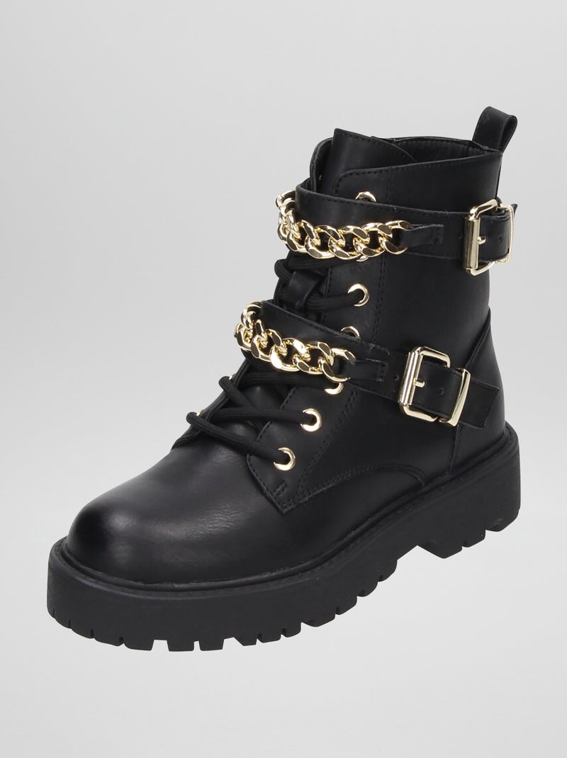 Bottines avec semelles épaisses Noir - Kiabi