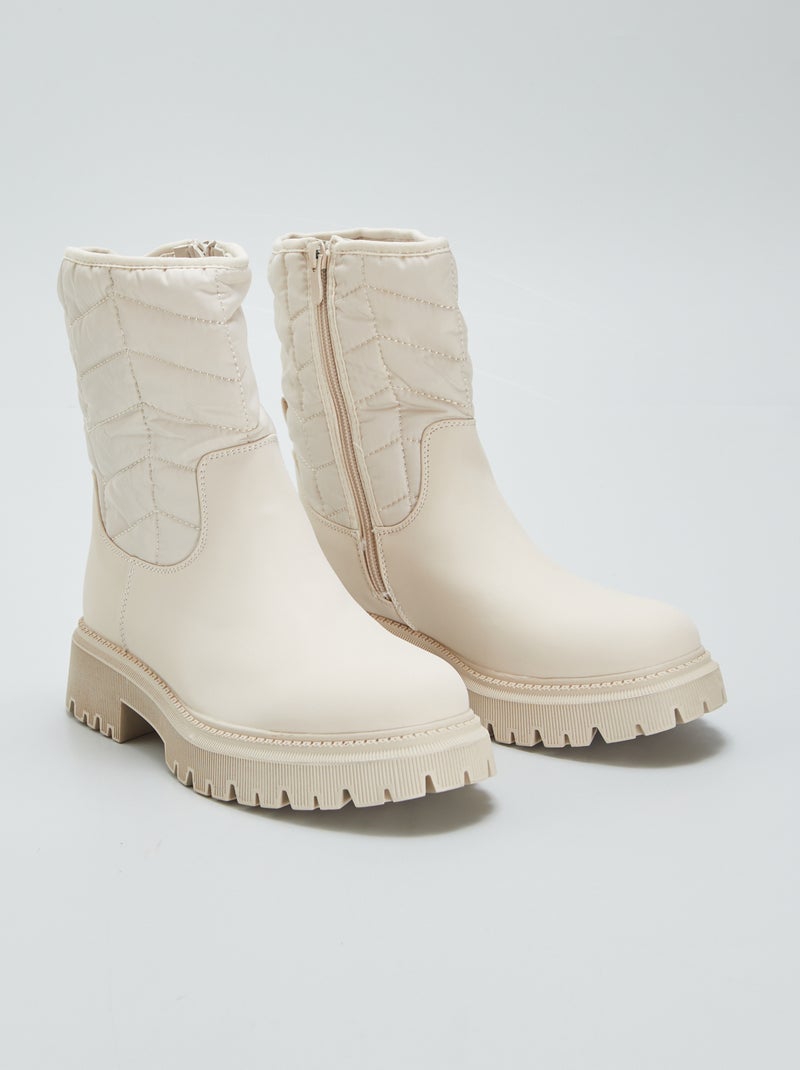 Bottines bi-matière Beige - Kiabi