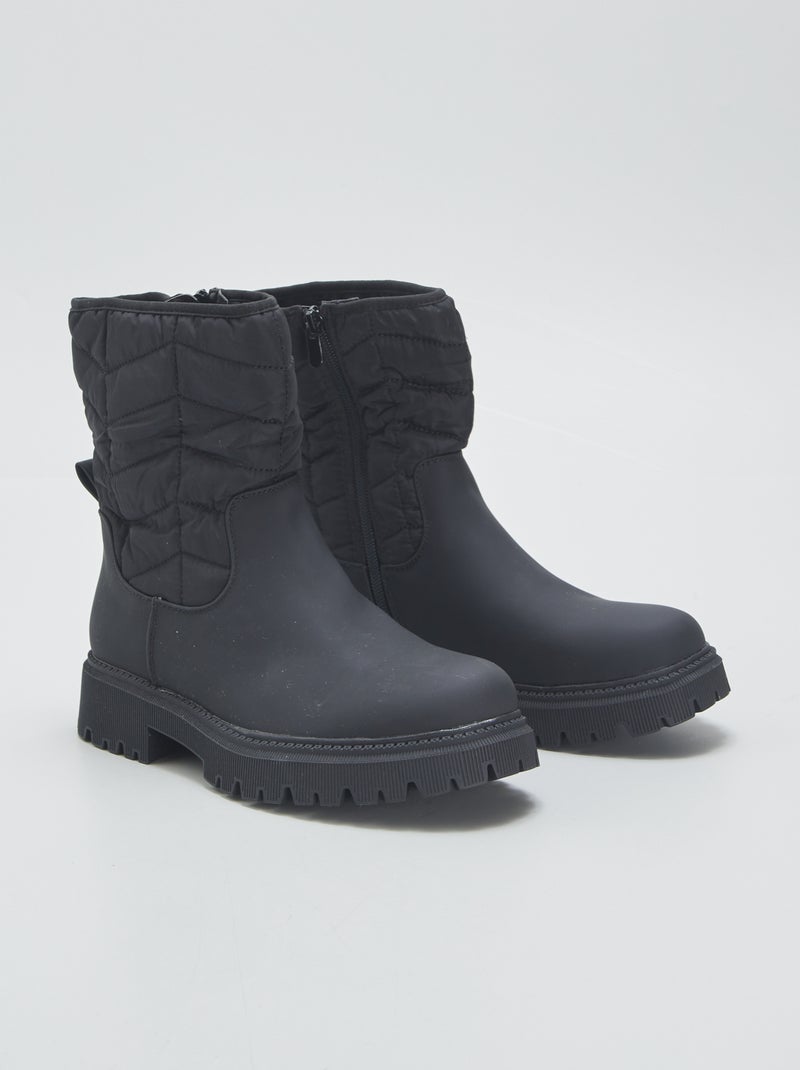 Bottines bi-matière noir - Kiabi