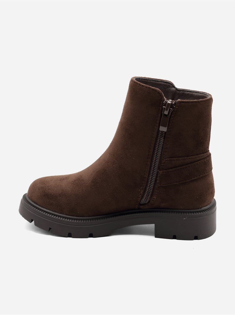 Bottines boucle ardillon Marron - Kiabi
