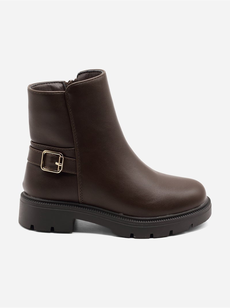 Bottines boucle ardillon Marron - Kiabi